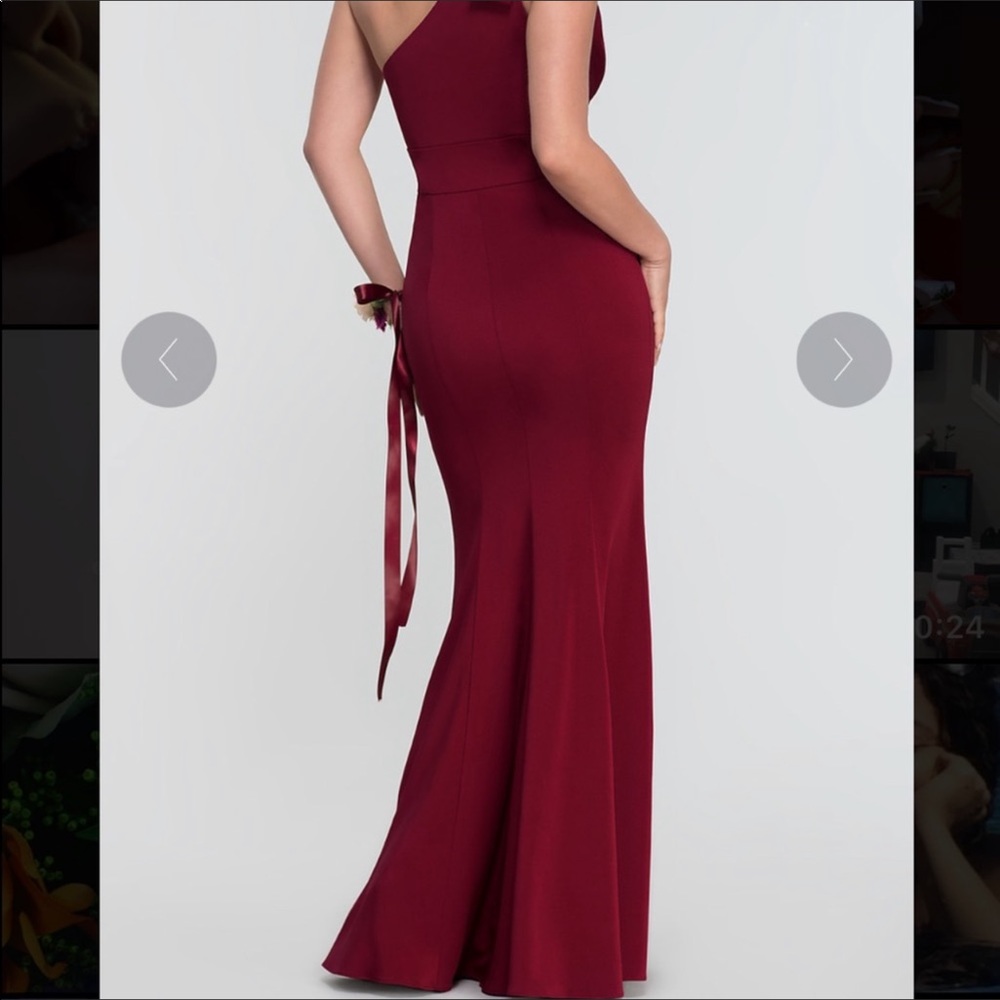 NWT Burgundy Kleinfield One Shoulder Dress